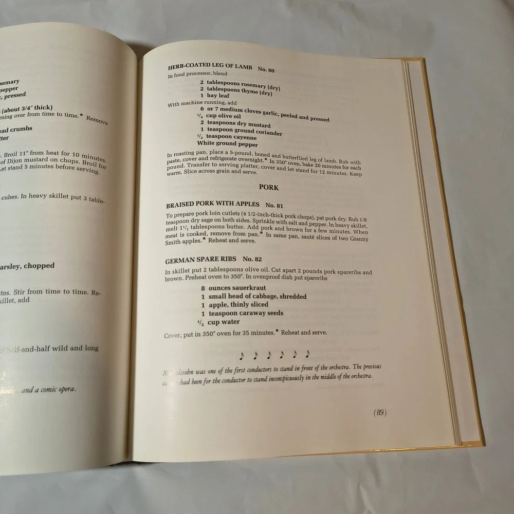 Music Lovers Cookbook 1992‎ First Edition Gibson Nortex Press Hardcover Recipes